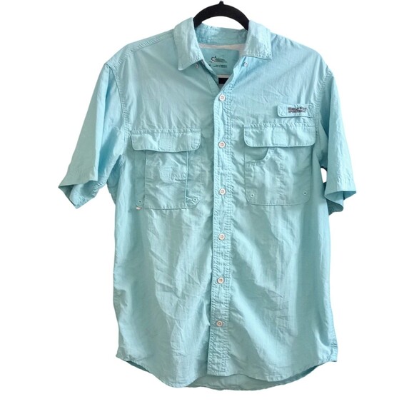 World Wide Sportsman Fishing Shirt Short Sleeve Button Up Outdoor Vented‎ Medium - Picture 1 of 5